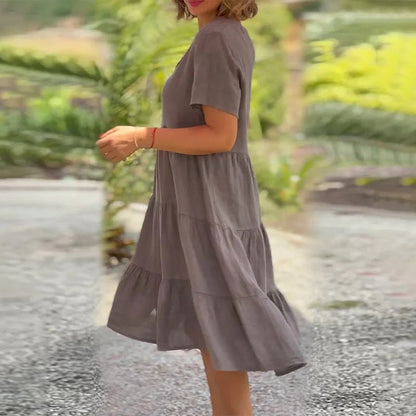 Poppy | Women's Classic Linen V-neck Midi Dress