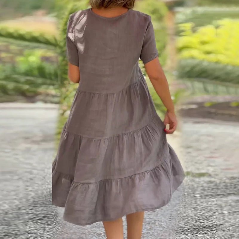 Poppy | Women's Classic Linen V-neck Midi Dress