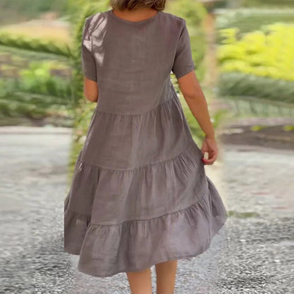 Poppy | Women's Classic Linen V-neck Midi Dress