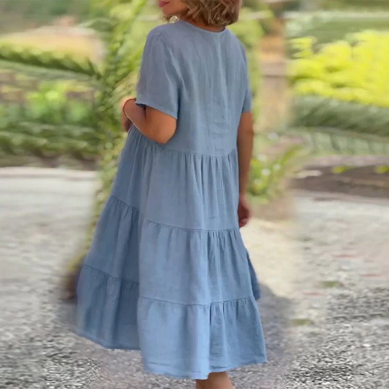 Poppy | Women's Classic Linen V-neck Midi Dress