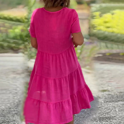 Poppy | Women's Classic Linen V-neck Midi Dress