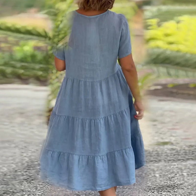 Poppy | Women's Classic Linen V-neck Midi Dress