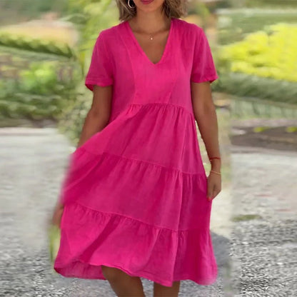 Poppy | Women's Classic Linen V-neck Midi Dress