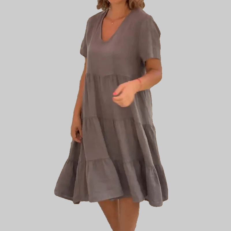Poppy | Women's Classic Linen V-neck Midi Dress