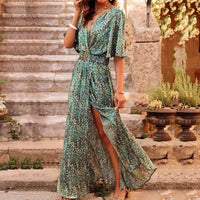 Nicola | Women's Printed V-Neck Belted Dress