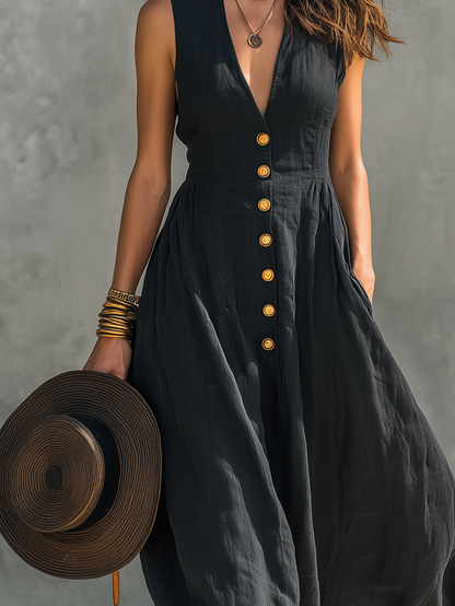 Harriet | Women's Casual Sleeveless V-Neck Maxi Dress