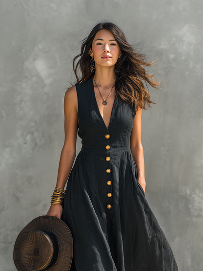 Harriet | Women's Casual Sleeveless V-Neck Maxi Dress