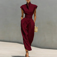 Hannah | Women's Sleeveless Stand Collar Midi Dress