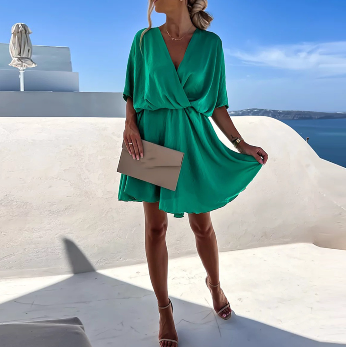 Sina | Women's Elegant V-Neck Midi Dress
