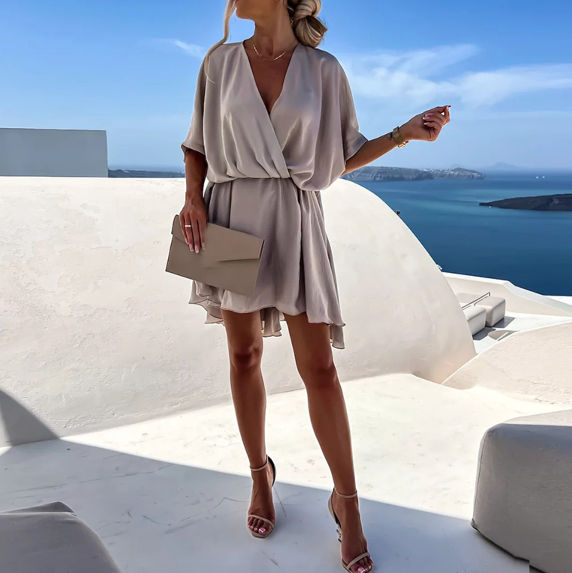 Sina | Women's Elegant V-Neck Midi Dress