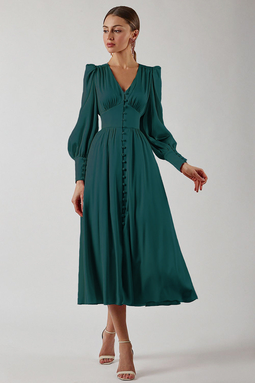 Natalie | Women's Elegant V-Neck Midi Dress