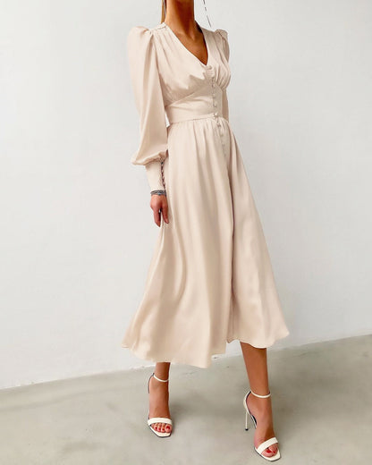 Natalie | Women's Elegant V-Neck Midi Dress
