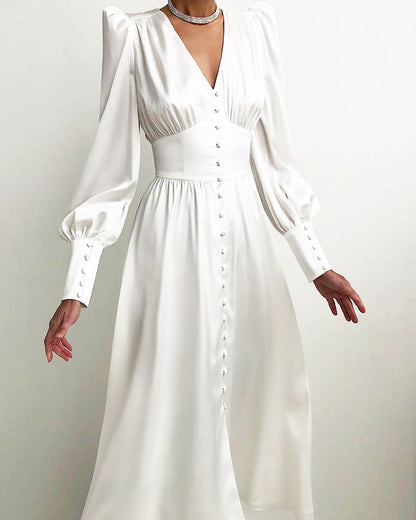 Natalie | Women's Elegant V-Neck Midi Dress
