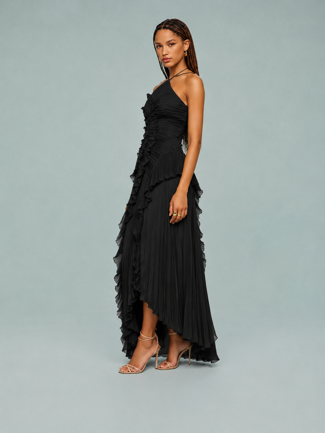 Chloe | Women's Embroidered Halterneck Maxi Dress