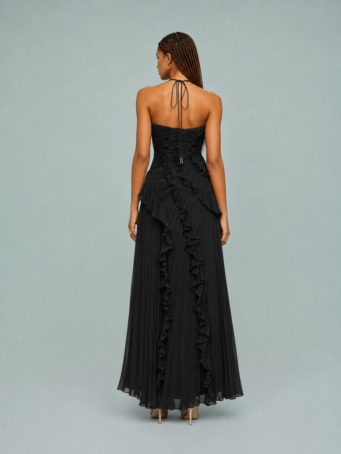 Chloe | Women's Embroidered Halterneck Maxi Dress