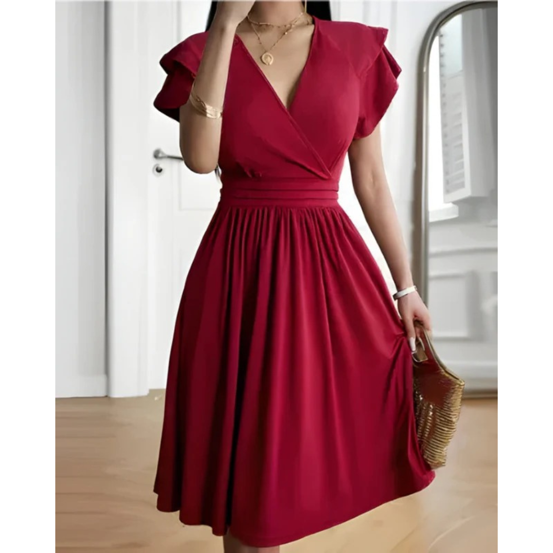 Noemi | Women's Evening V-Neck Cocktaildress With Puffed Sleeves