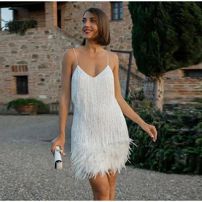Isla | Women's Festive Feather Cocktail Dress