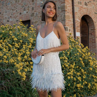 Isla | Women's Festive Feather Cocktail Dress