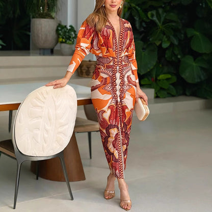 Elena | Women's Summer Printed V-Neck Dress