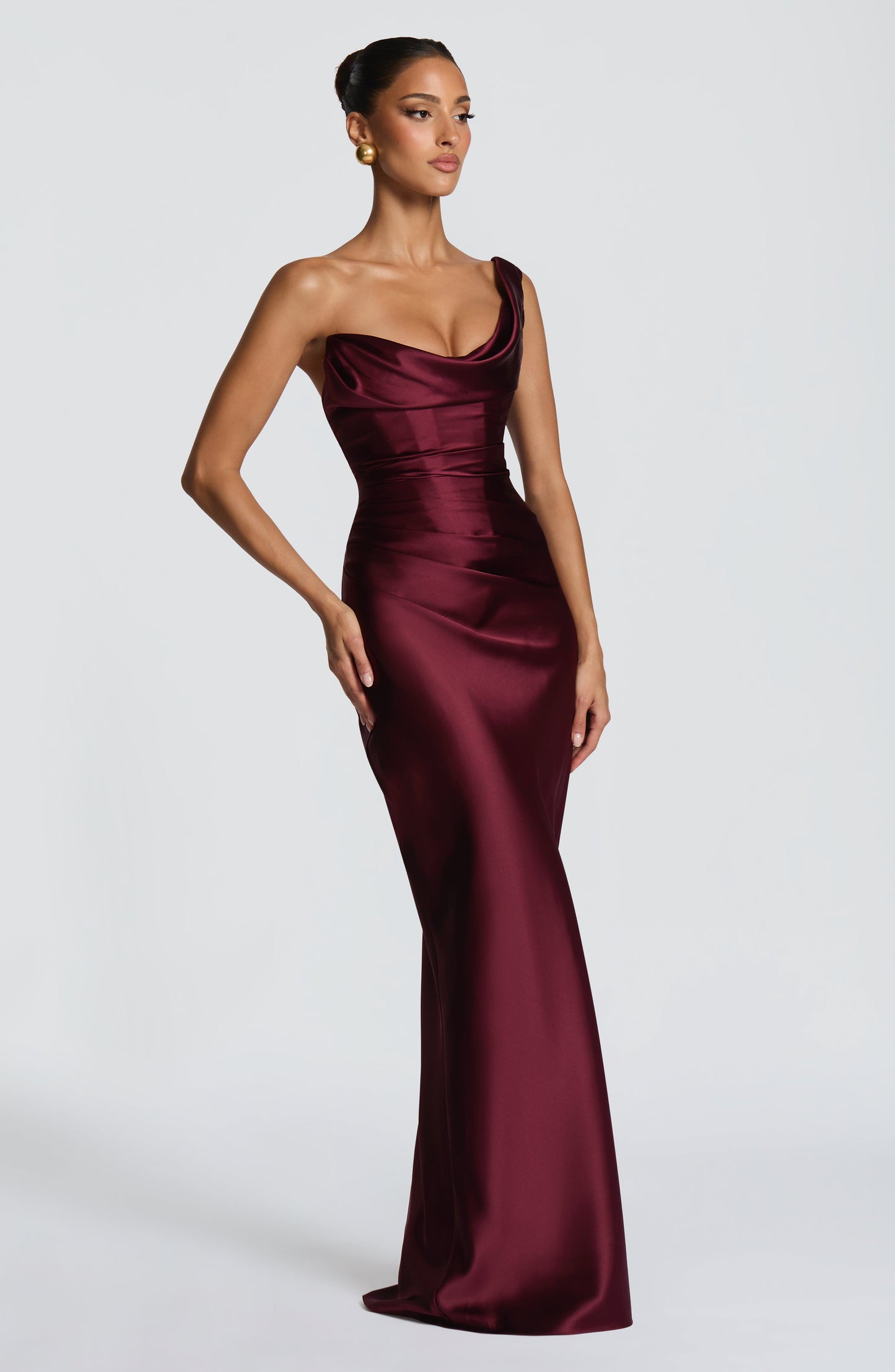 Amelia | Women's One Shoulder Satin Wedding Guest Dress