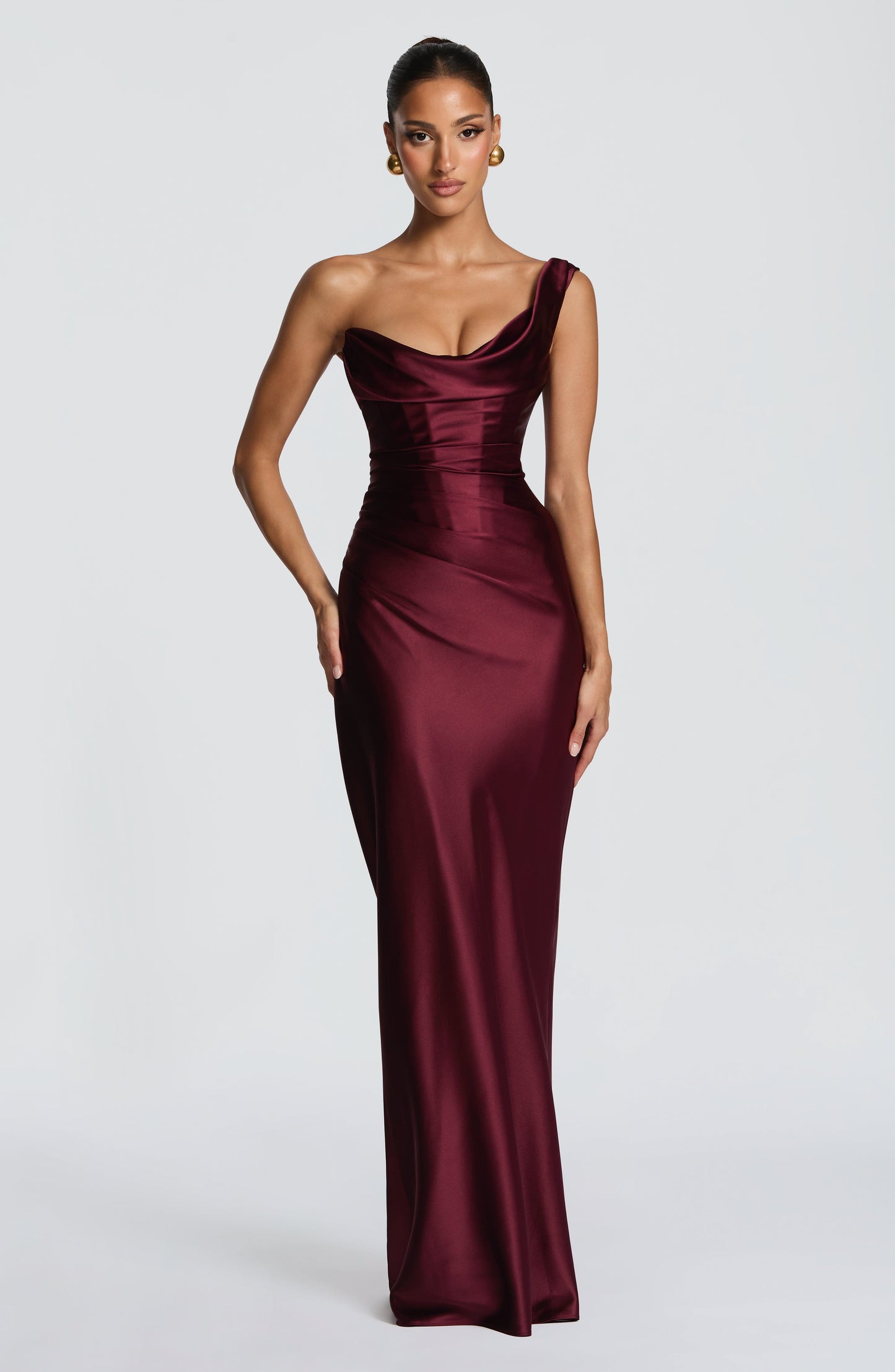 Amelia | Women's One Shoulder Satin Wedding Guest Dress