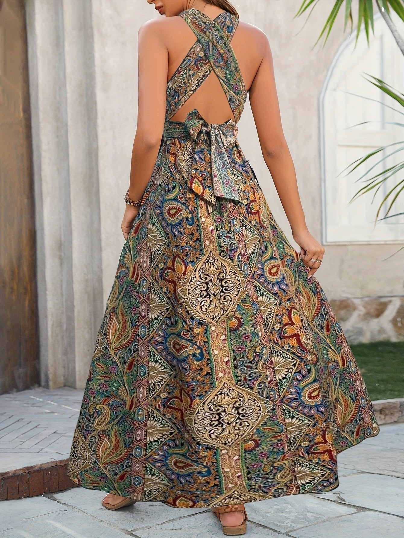 Cordelia | Women's Summer Printed Halter Neck Dress