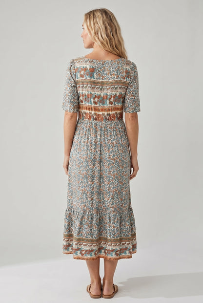Isabella | Women's Printed Boho Midi Dress